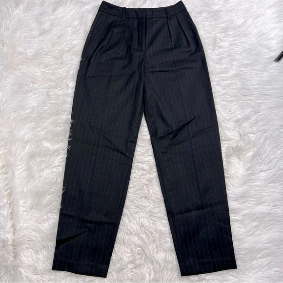 Nili Lotan Pants - Nili Lotan Etienne Pleated Pinstripe Wool Pant Black Women’s Classic 2